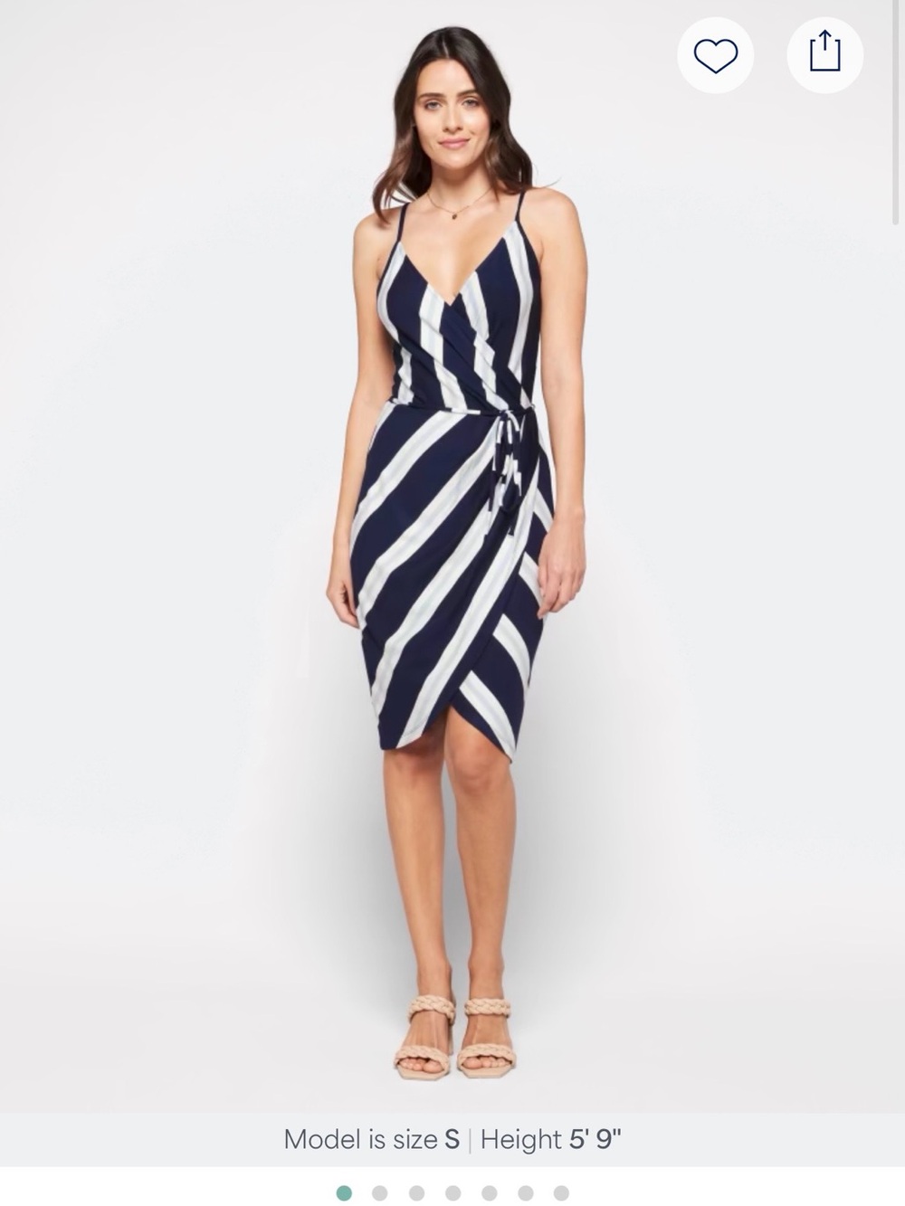 41 Hawthorn Navy & White Striped Wrap Midi Dress with Side Tie